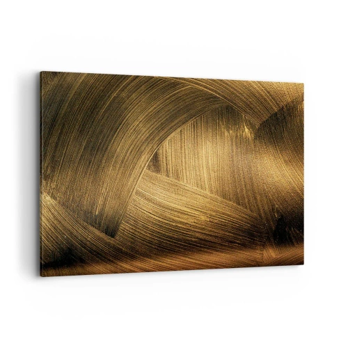 Impression sur toile - Image sur toile - Coups de pinceau abstraits dorés - 120x80cm - Dans un labyrinthe en or - Décoration murale moderne pour le salon et la chambre ARTTOR
