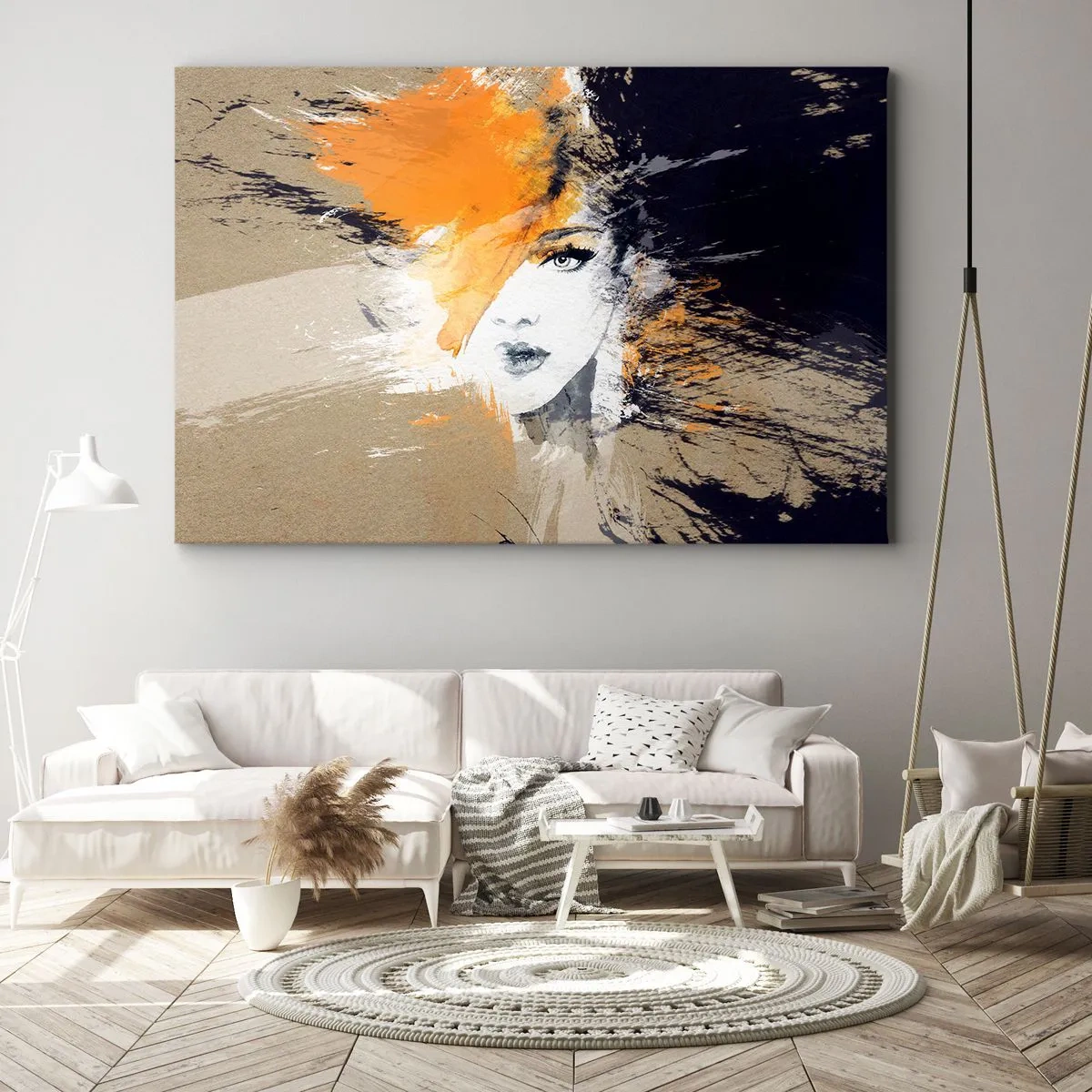 Impression sur toile - Image sur toile - Portrait abstrait d'une femme aux couleurs intenses - 70x50cm - Et la lumière fut - Décoration murale moderne pour le salon et la chambre ARTTOR
