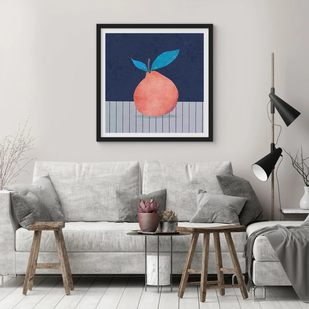 Affiche dans un cadre noir - Poster - Convexité et plan - 60x60 cm