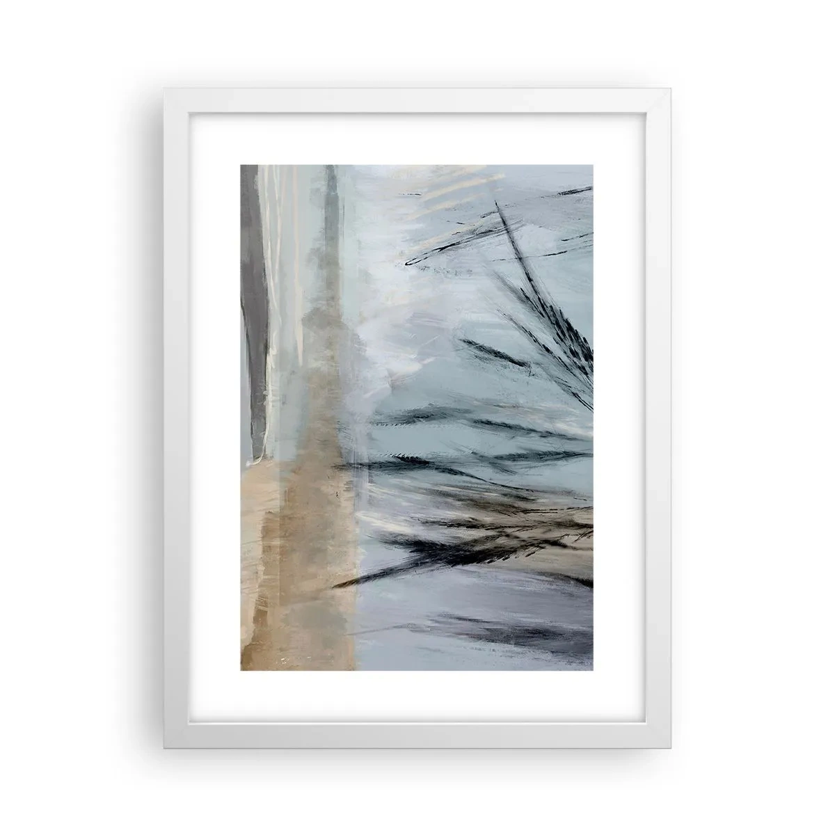 Affiche dans un cadre blanc - Poster - Champs d'hiver - 30x40 cm
