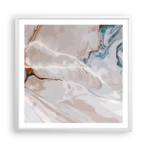 Affiche dans un cadre blanc - Poster - Le bleu serpente sous le blanc - 60x60 cm