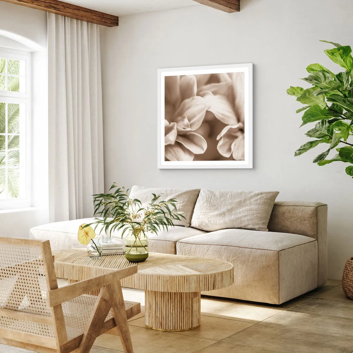 Affiche dans un cadre blanc - Poster - Doux comme un sourire - 50x50 cm