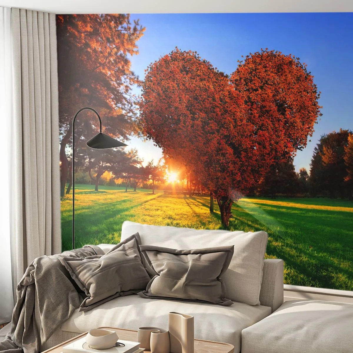 Papier Peint Photo Premium Canvas - Et comment ne pas aimer tomber - Paysage, Arbre, Rayons du soleil - 250x175 cm