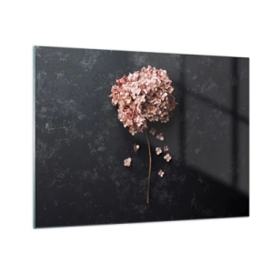 Impression sur verre - Image sur verre - Hortensia sec aux pétales dispersés sur un fond sombre - 70x50cm - Un signe vraiment romantique - Décoration murale moderne pour le salon et la chambre ARTTOR