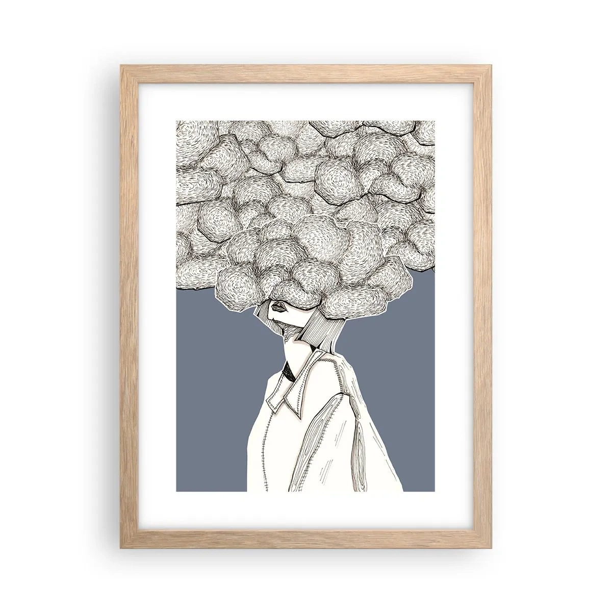 Affiche dans un chêne clair - Poster - La tête dans les nuages - 30x40 cm