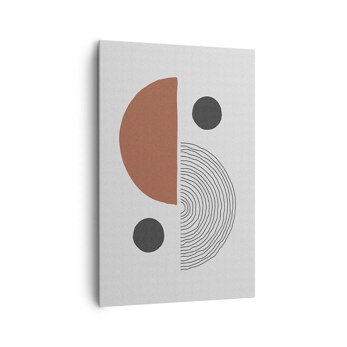 Impression sur toile - Image sur toile - Formes géométriques dans les tons de marron et de noir - 80x120cm - Perfection de la roue - Décoration murale moderne pour le salon et la chambre ARTTOR