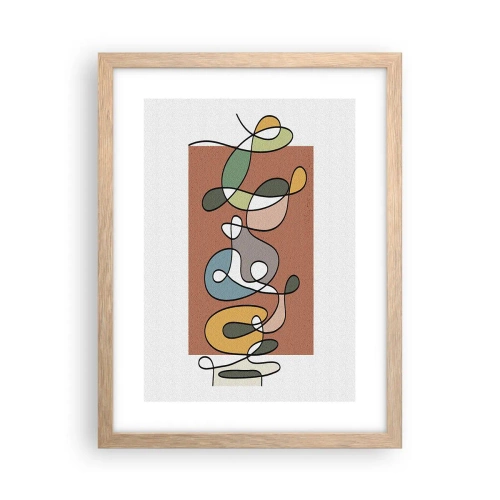 Affiche dans un chêne clair - Poster - Abstraction : danse colorée - 30x40 cm