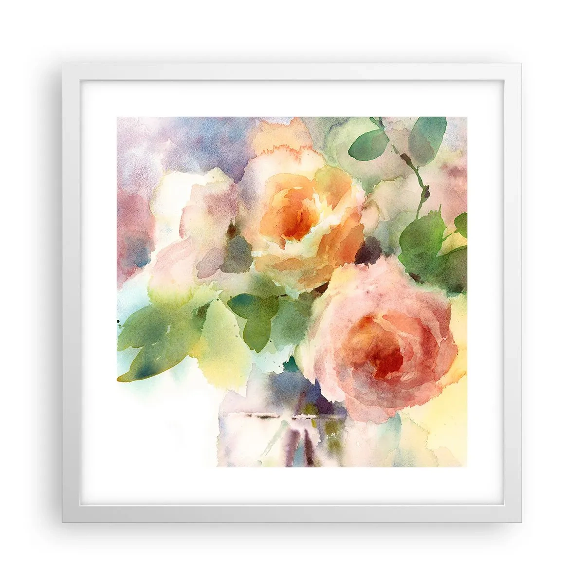 Affiche dans un cadre blanc - Poster - Délicat comme l'aquarelle - 40x40 cm