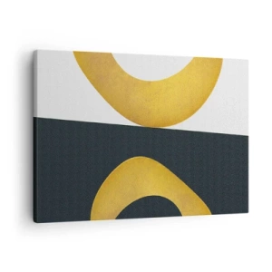 Impression sur toile - Image sur toile - Formes géométriques en or sur fond blanc et foncé - 70x50cm - Avant tout : l’or - Décoration murale moderne pour le salon et la chambre ARTTOR