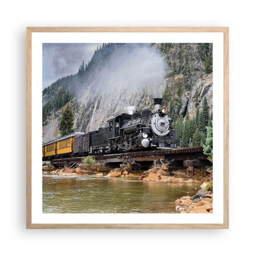 Affiche dans un chêne clair - Poster - Et lui jusqu'où? Jusqu'où? - 60x60 cm