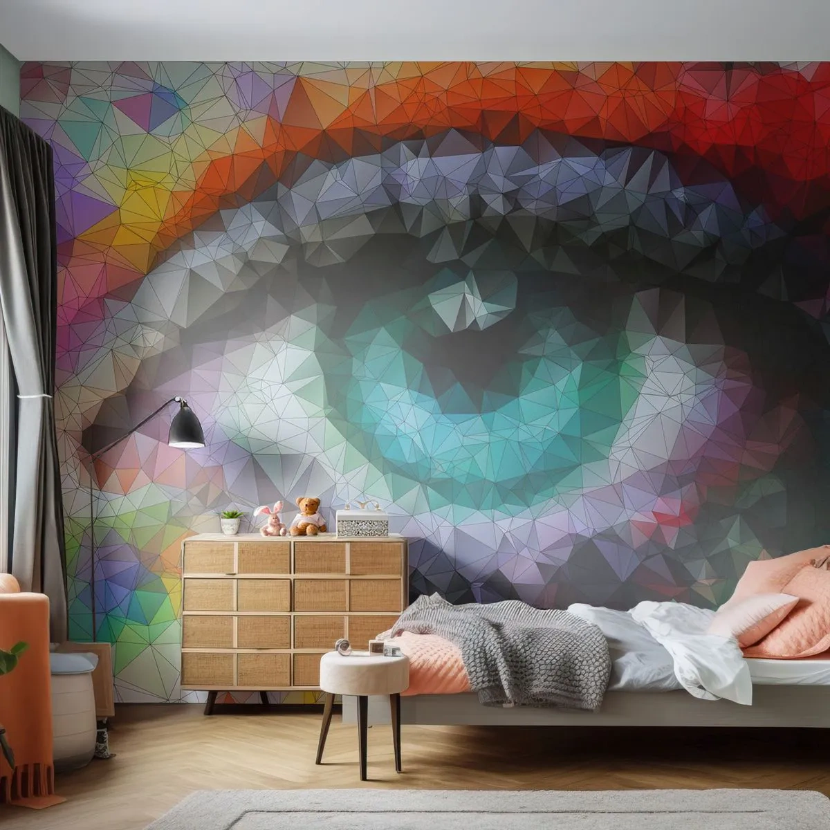 Papier Peint Autocollant Deluxe Sticker - Lueur cristalline des yeux - Abstraction, Œil, Graphique - 250x175 cm