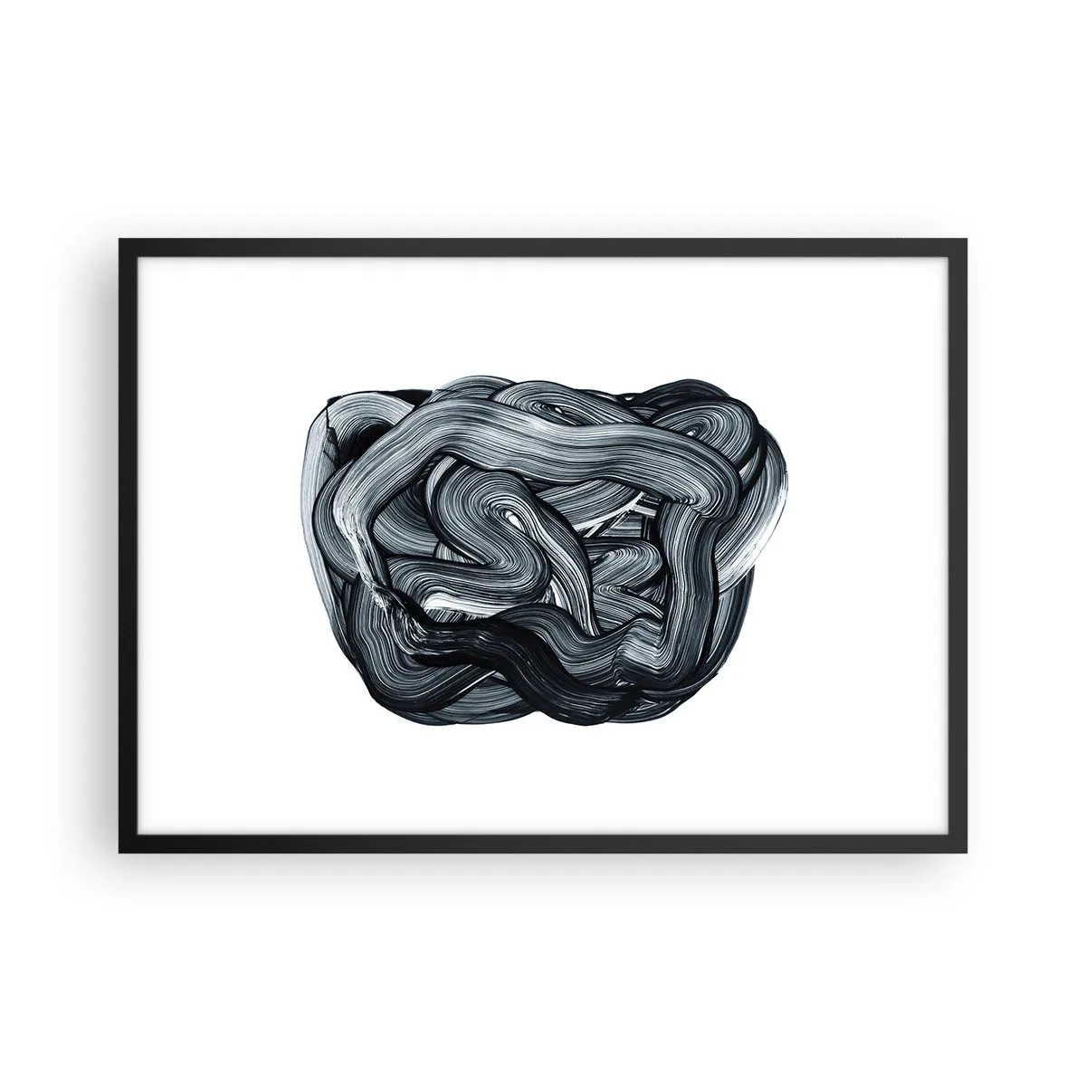 Affiche dans un cadre noir - Poster - Composition abstraite en nuances de gris - 70x50cm - Ce n'est pas si simple - Décoration murale moderne pour le salon et la chambre ARTTOR