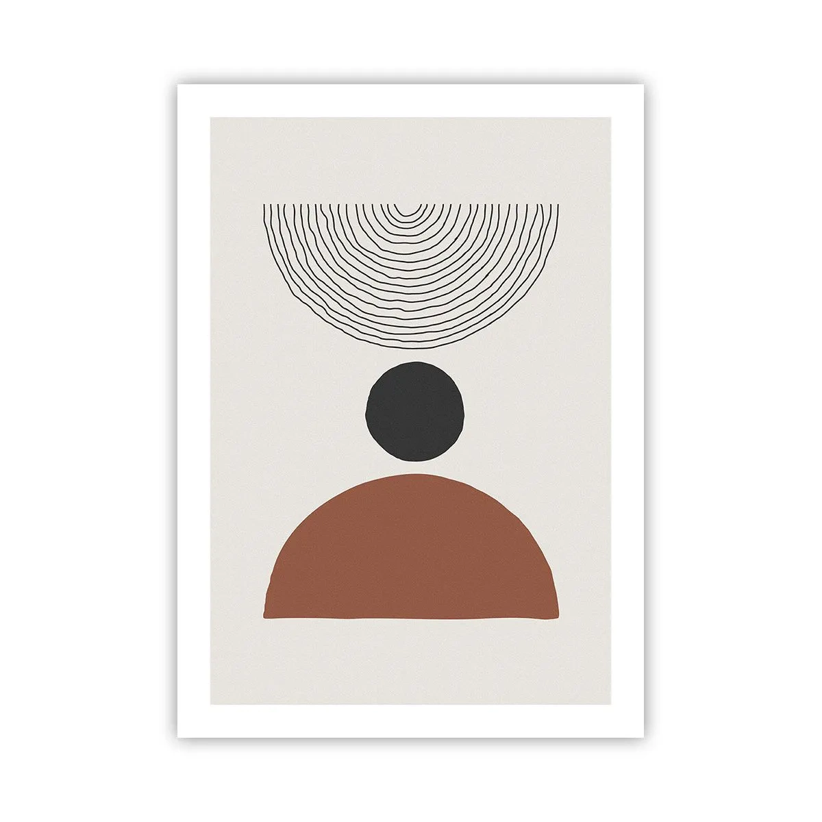 Affiche - Poster - Motif géométrique avec un demi-cercle et des lignes sur un fond clair - 50x70cm - Au centre de l'attention - Décoration murale moderne pour le salon et la chambre ARTTOR