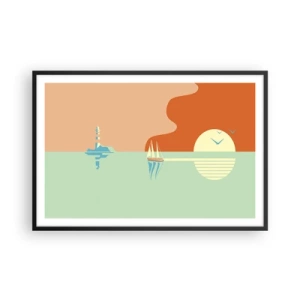 Affiche dans un cadre noir - Poster - Paysage idéal de la mer - 91x61 cm