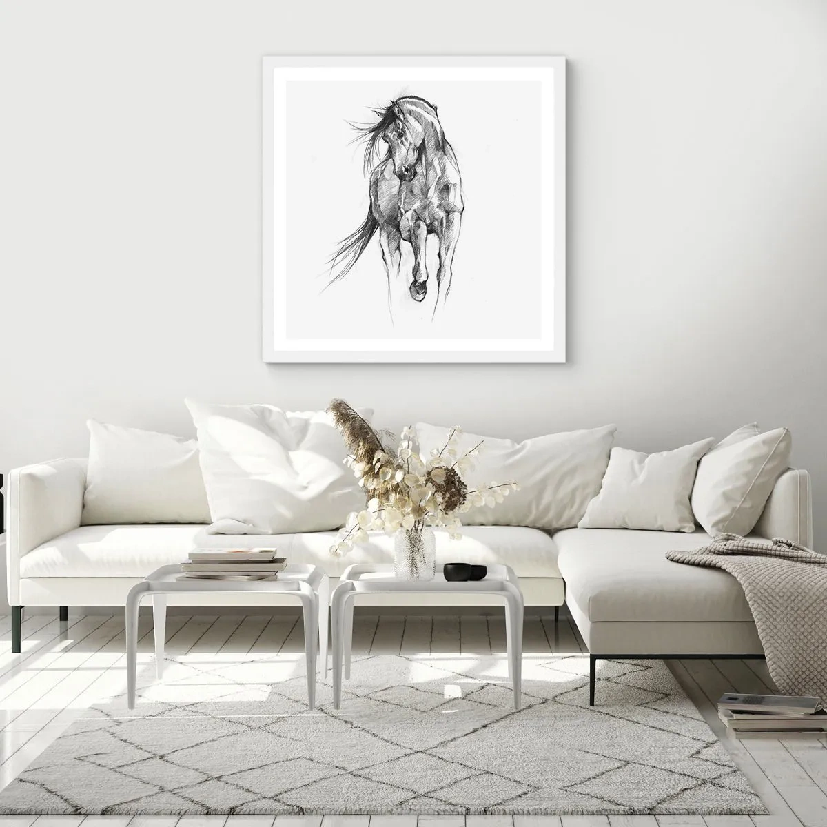 Affiche dans un cadre blanc - Poster - D'un trot gracieux - 60x60 cm