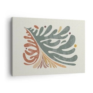 Impression sur toile - Image sur toile - Feuille abstraite colorée sur fond clair - 70x50cm - Feuille multicolore - Décoration murale moderne pour le salon et la chambre ARTTOR