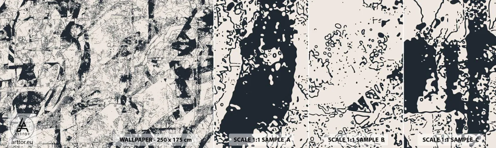 Échantillon De Papier Peint Standard Eco - Interpénétration des contraires - Abstraction, Morceau, Collage - 100x30 cm