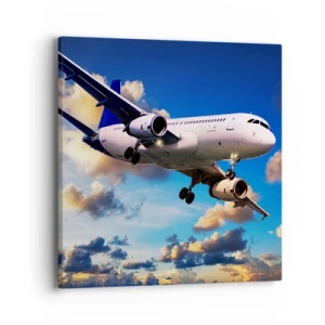 Impression sur toile - Image sur toile - Un voyage en blanc et bleu ciel - 40x40 cm