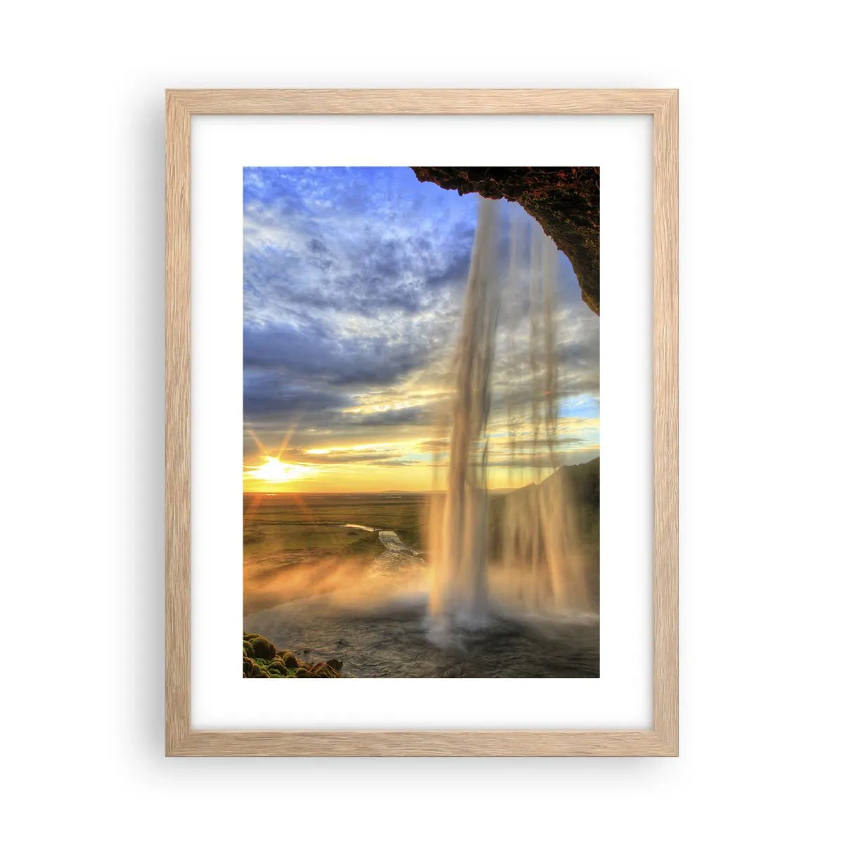 Affiche dans un chêne clair - Poster - Le monde derrière un voile de gouttes - 30x40 cm