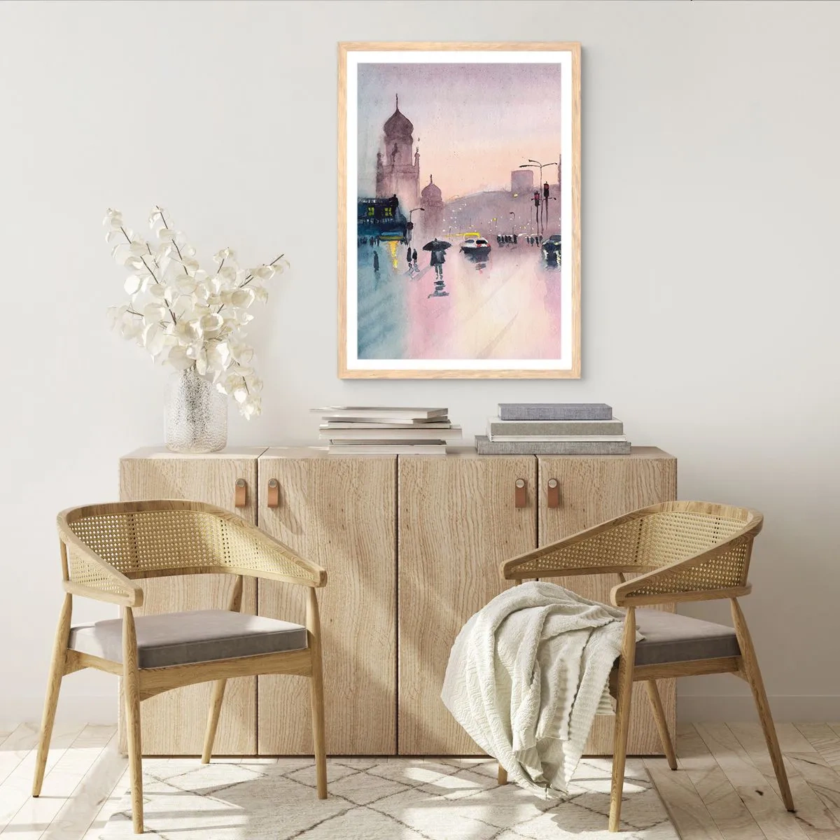Affiche dans un chêne clair - Poster - Dans une brume pluvieuse - 30x40 cm