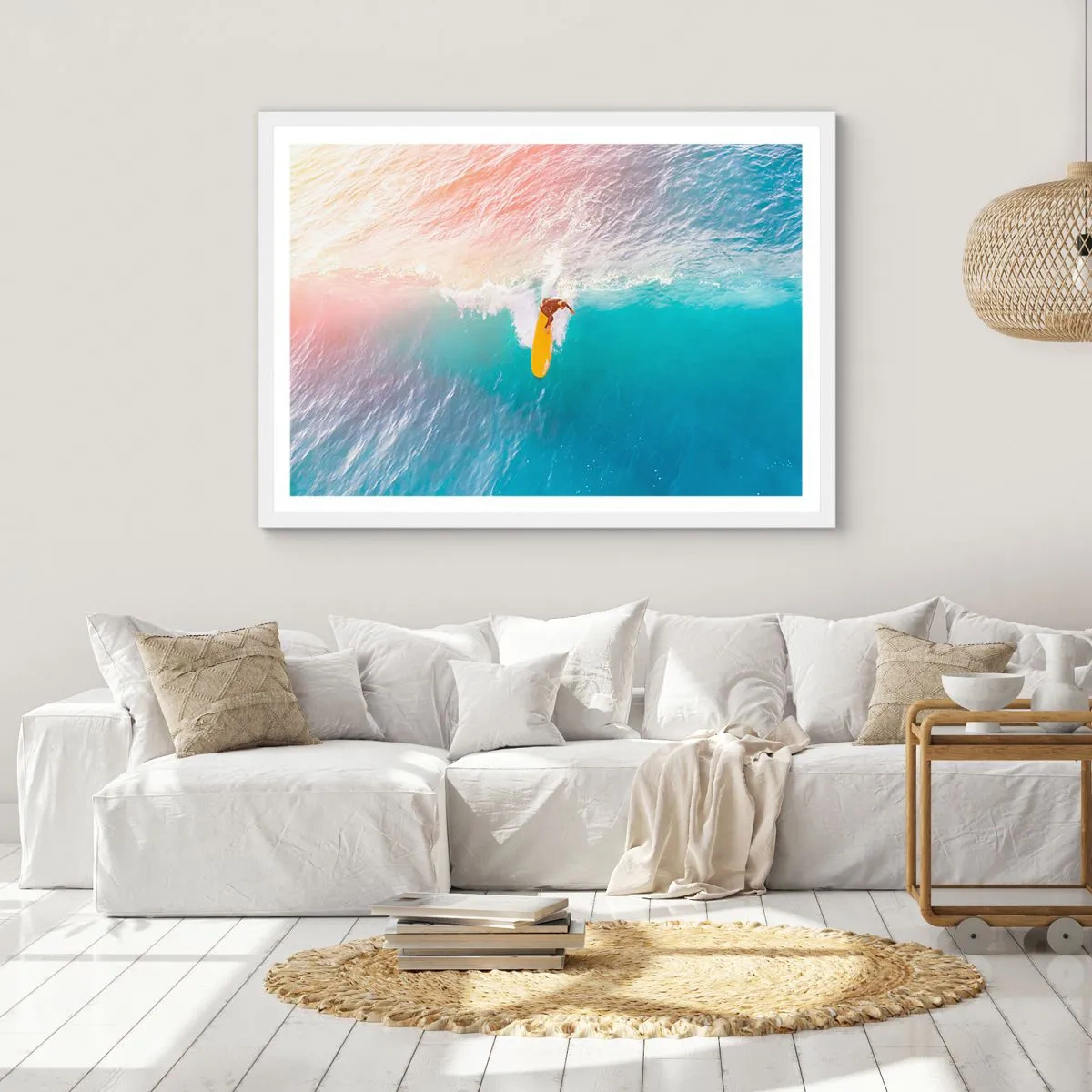 Affiche dans un cadre blanc - Poster - Le cavalier de l'océan - 100x70 cm