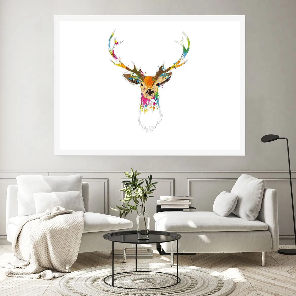 Affiche - Poster - Un cerf doux baigné de couleur - 91x61 cm
