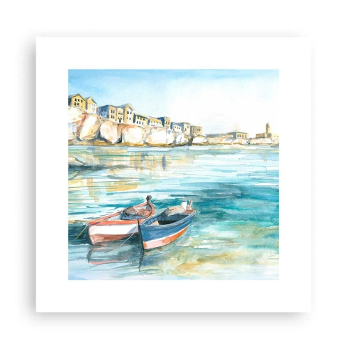 Affiche - Poster - Paysage dans l'azur - 30x30 cm