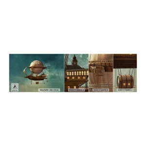 Échantillon de Papier Peint Premium Sand - Jules Verne vous salue - Rétro, Voyage, Ballon - 100x30 cm