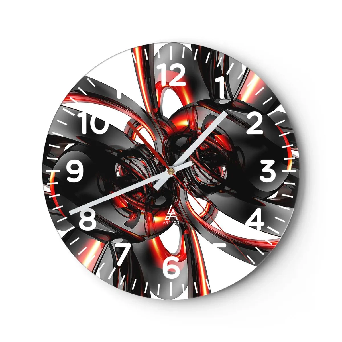 Horloge murale - Pendule murale - Mouvement de graphite et rouge - 30x30 cm