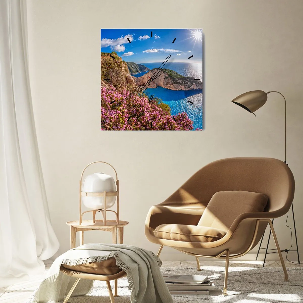 Horloge murale - Pendule murale - Mes super vacances grecques - 40x40 cm