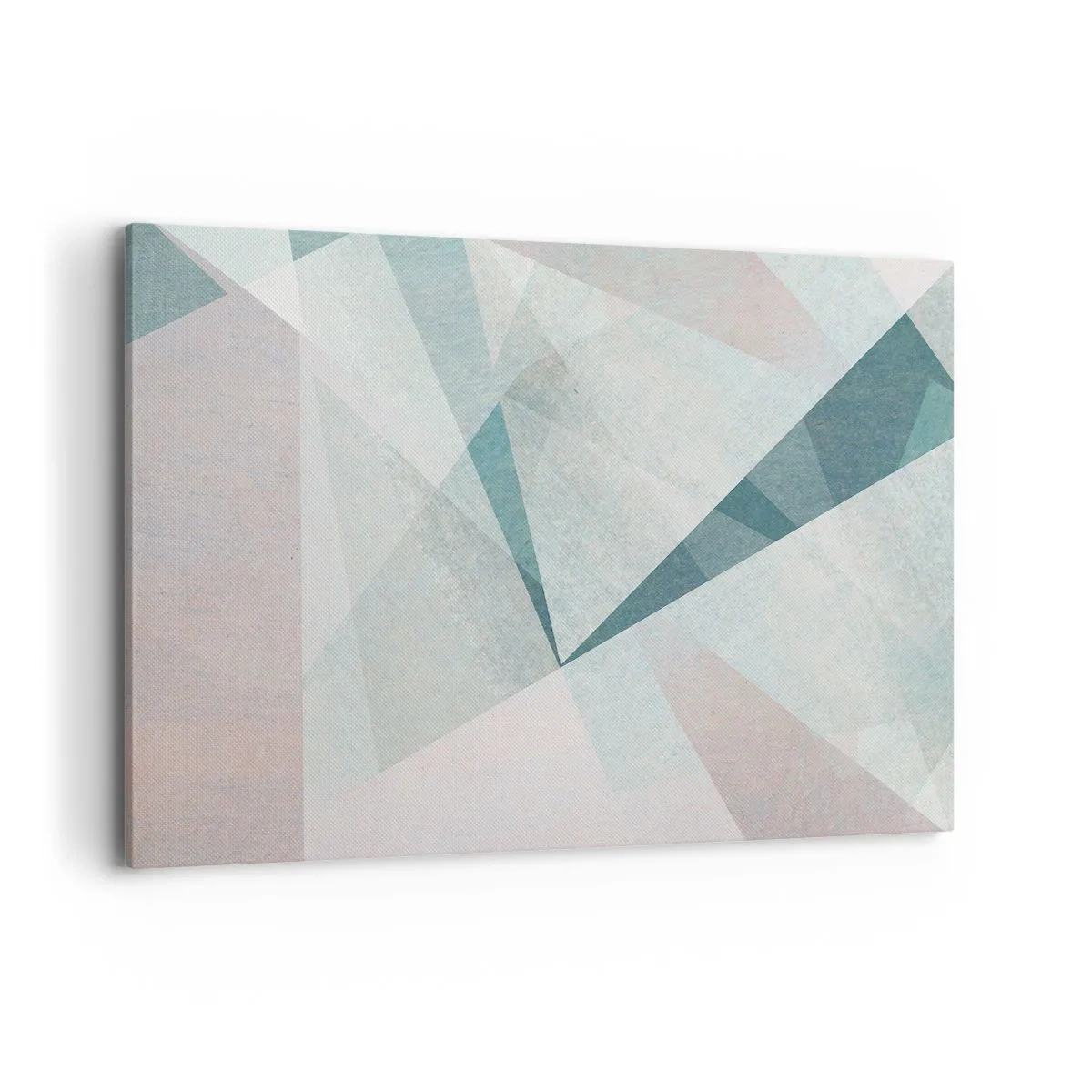 Impression sur toile - Image sur toile - Formes géométriques dans des tons pastel de bleu et de gris - 120x80cm - Calme bien que dynamique - Décoration murale moderne pour le salon et la chambre ARTTOR