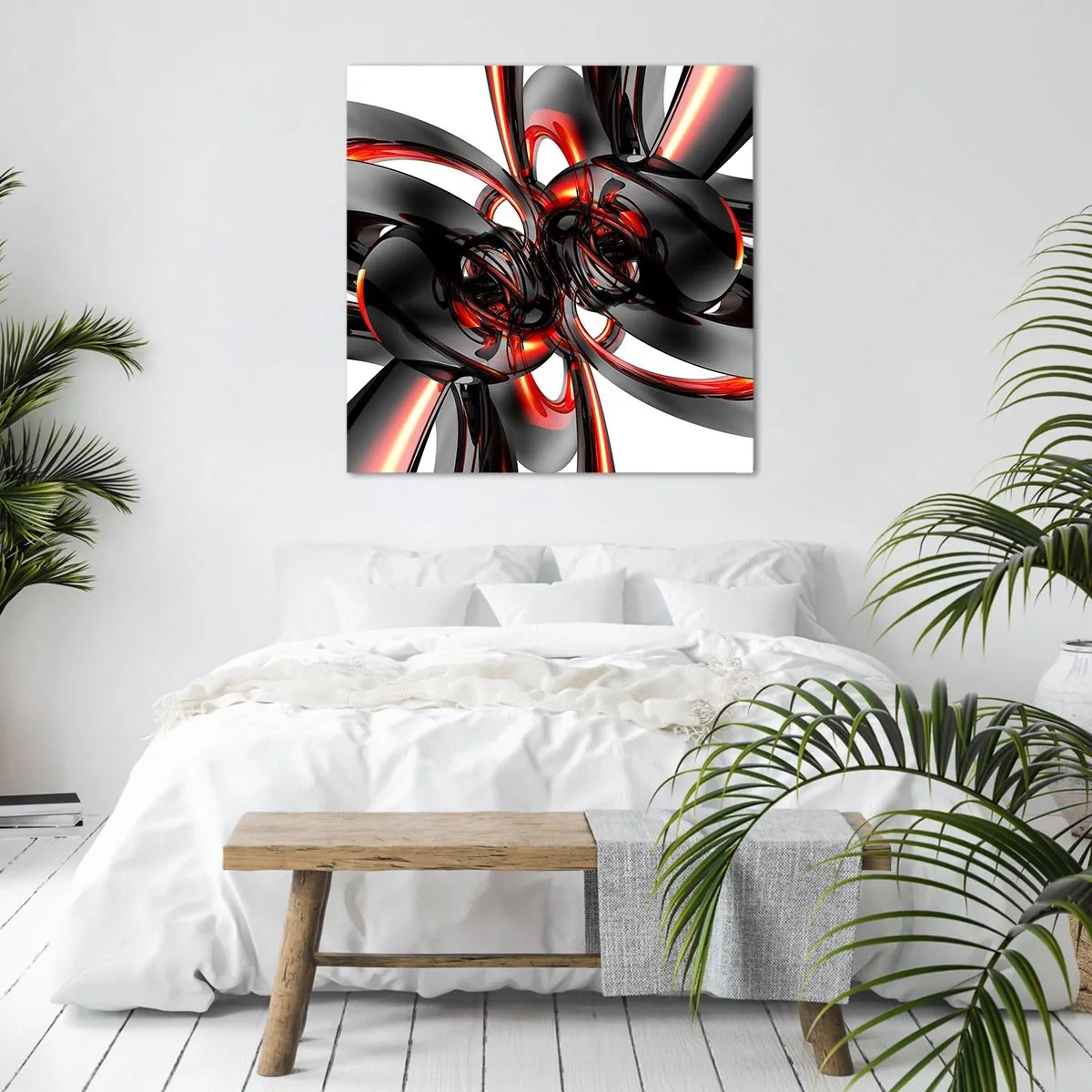 Impression sur toile - Image sur toile - Mouvement de graphite et rouge - 50x50 cm