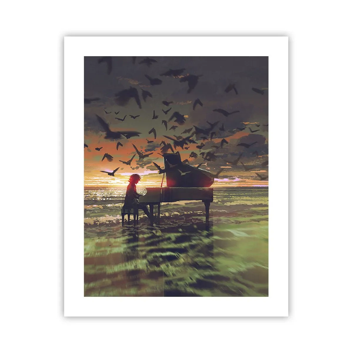 Affiche - Poster - Concert pour piano et vagues - 40x50 cm