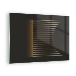 Impression sur verre - Image sur verre - Une composition minimaliste avec des lignes dans le noir - 70x50cm - Explorez les ténèbres - Décoration murale moderne pour le salon et la chambre ARTTOR