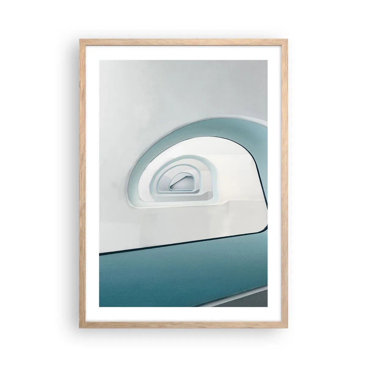 Affiche dans un chêne clair - Poster - Au profondeur du bleu - 50x70 cm
