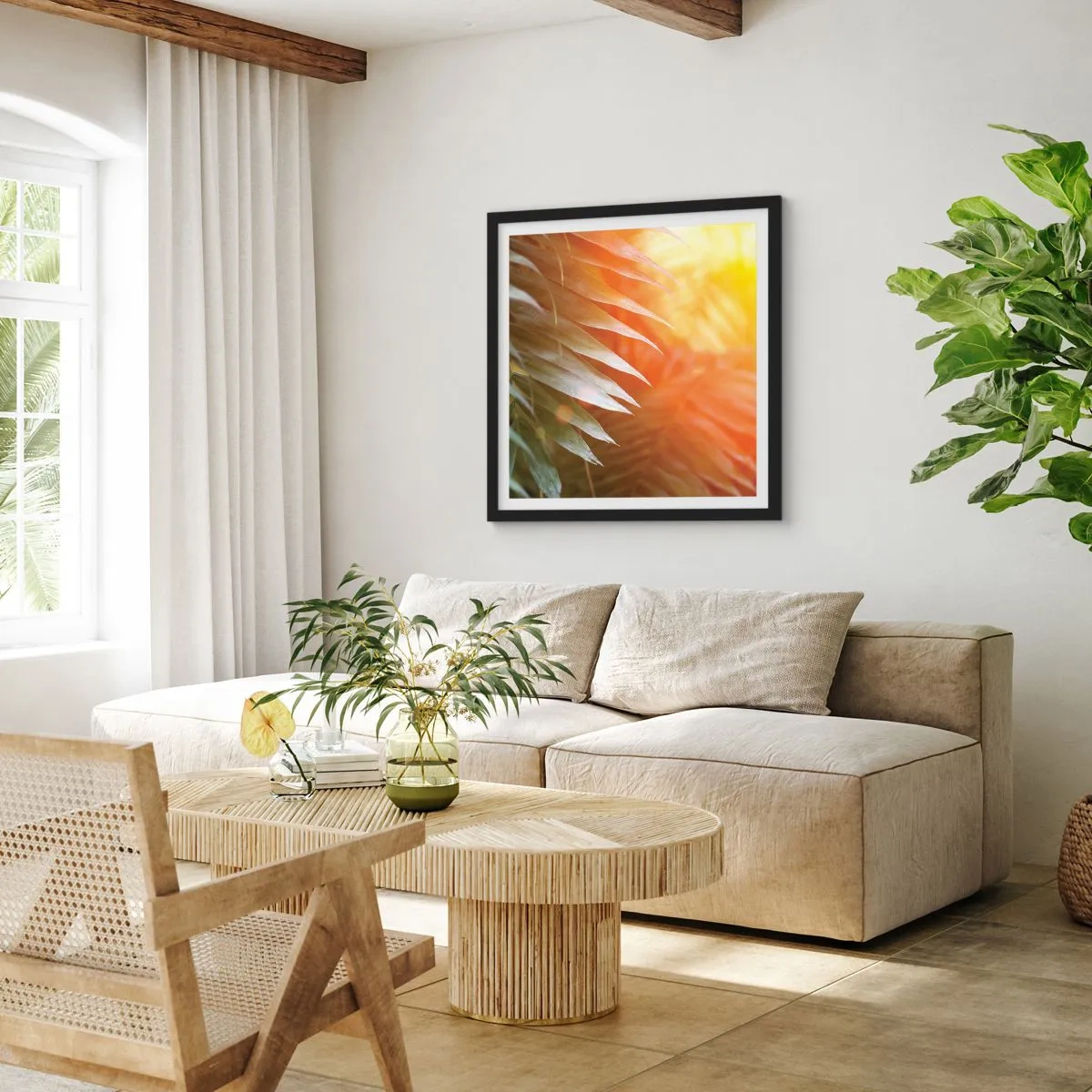 Affiche dans un cadre noir - Poster - Matinée dans la jungle - 60x60 cm