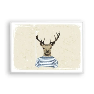 Affiche dans un cadre blanc - Poster - Parce que j'aime les chemises rayées - 100x70 cm