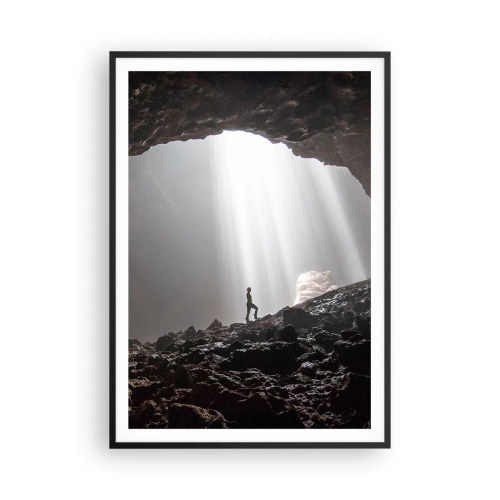 Affiche dans un cadre noir - Poster - Grotte lumineuse - 70x100 cm
