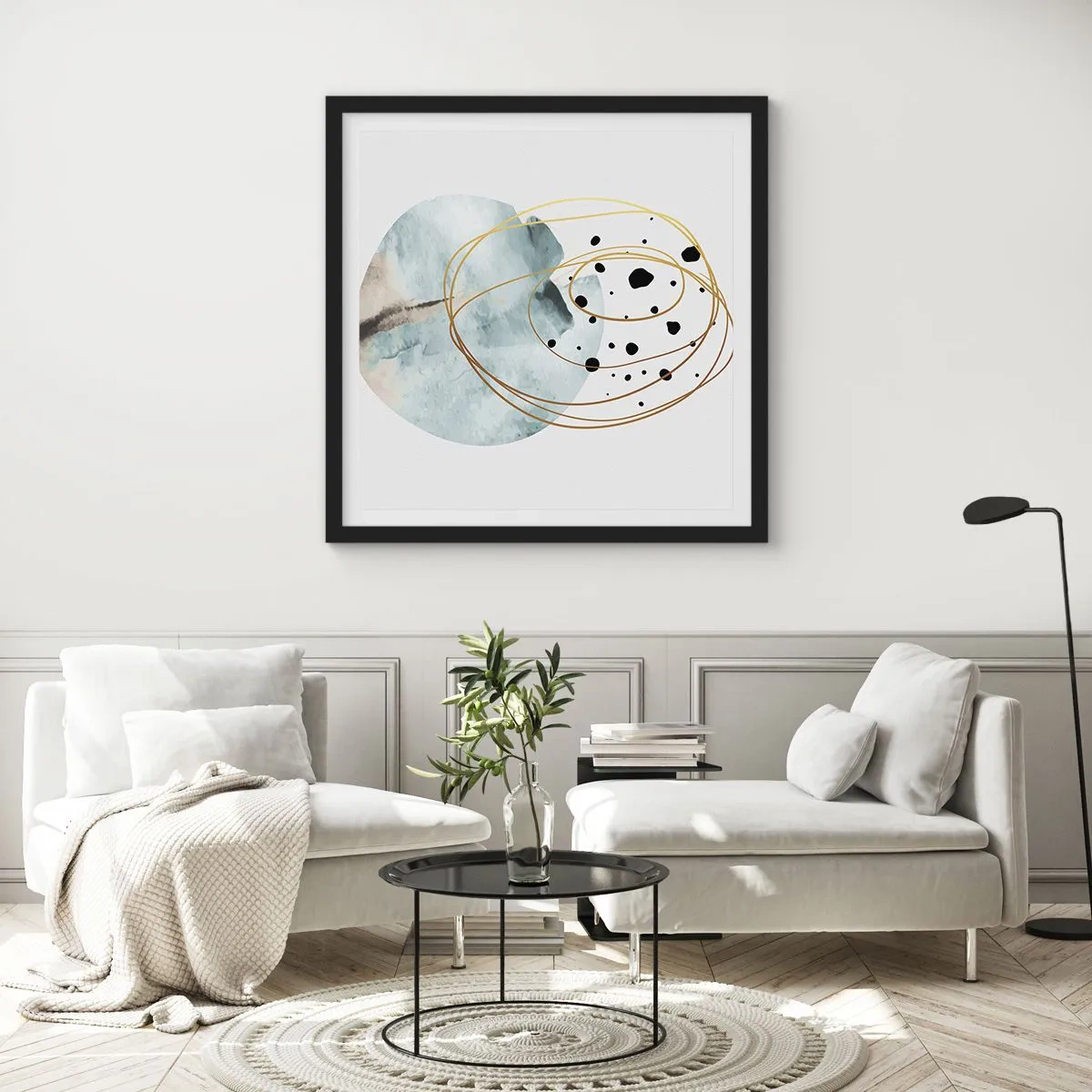 Affiche dans un cadre noir - Poster - Emmêlement de l'espace - 60x60 cm