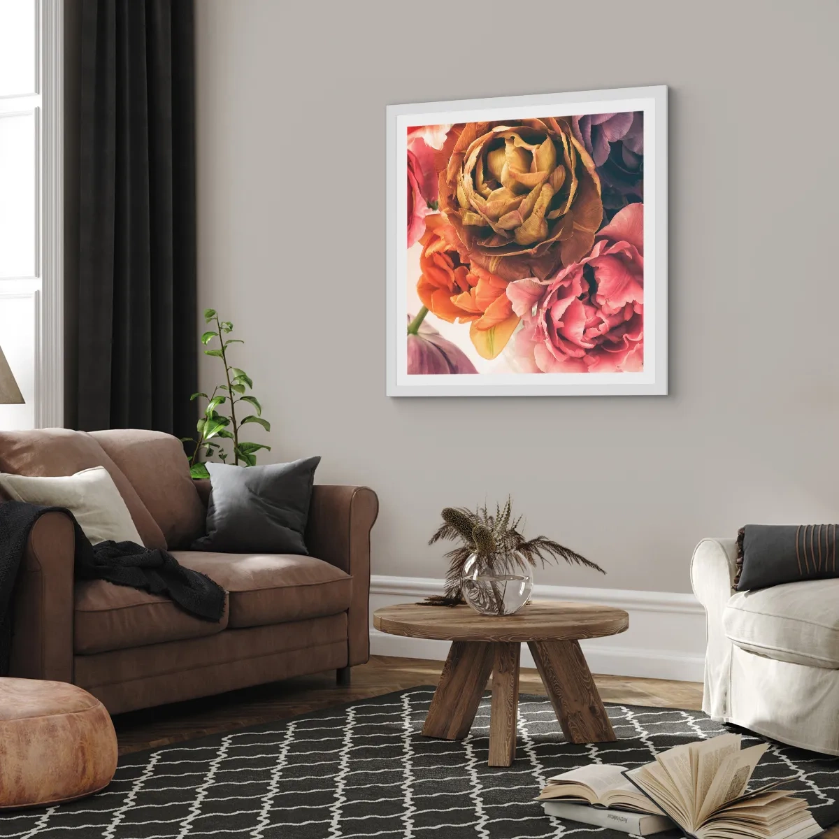 Affiche dans un cadre blanc - Poster - La fête de la vie - 50x50 cm