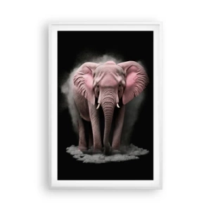 Affiche dans un cadre blanc - Poster - Ne pensez pas à un éléphant rose ! - 61x91 cm