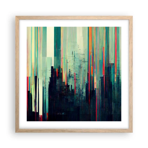 Affiche dans un chêne clair - Poster - Ville futuriste - 50x50 cm