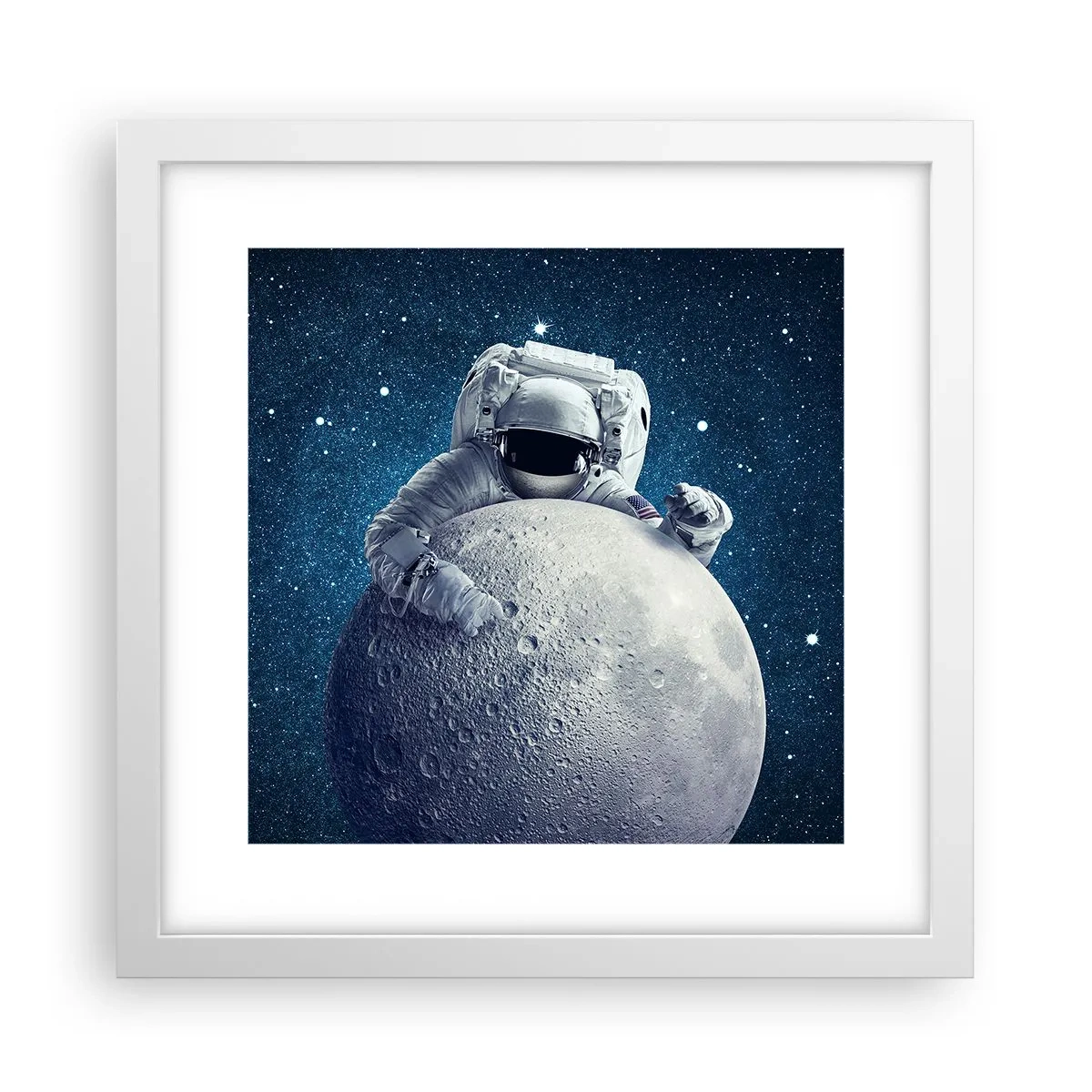 Affiche dans un cadre blanc - Poster - Comique de l'espace - 30x30 cm