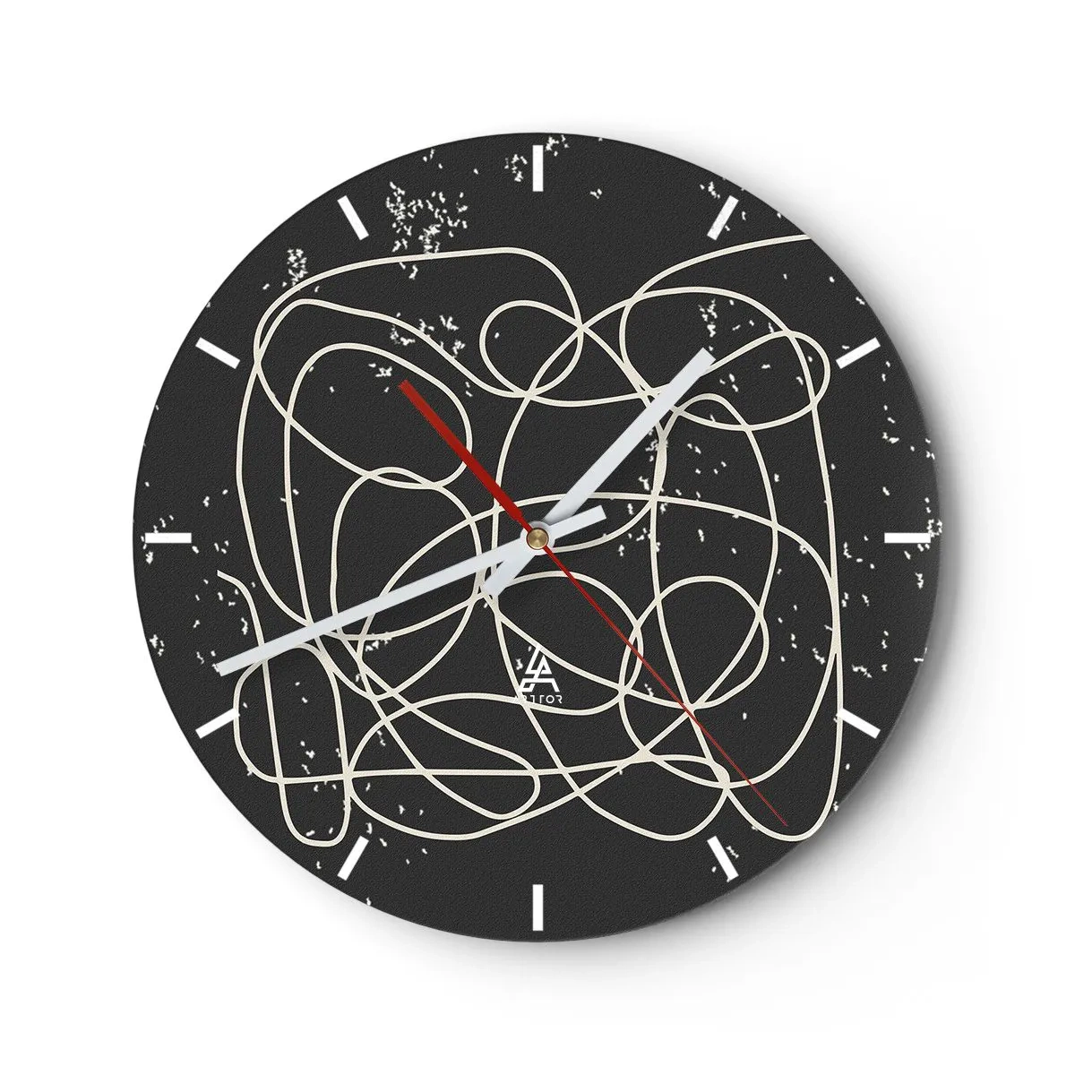 Horloge murale - Pendule murale - Abstraction expressive avec des lignes lumineuses sur fond noir - 30x30cm - Errance des pensées - Décoration murale moderne pour le salon, la cuisine et la chambre ARTTOR