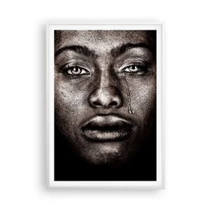 Affiche dans un cadre blanc - Poster - Une larme - 70x100 cm