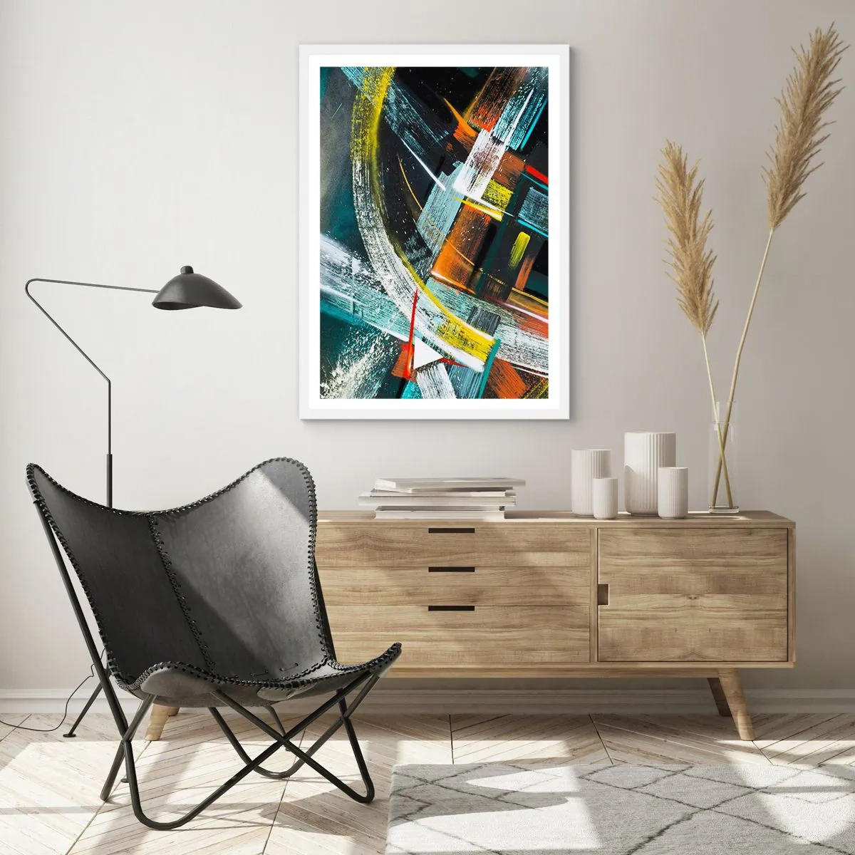 Affiche dans un cadre blanc - Poster - L'énergie du mouvement - 50x70 cm