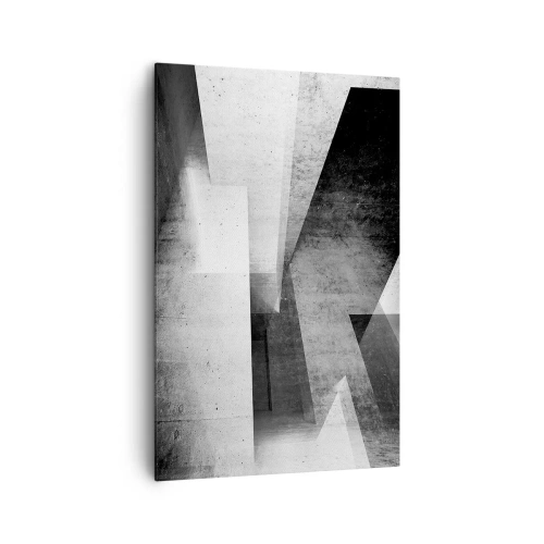Impression sur toile - Image sur toile - Formes géométriques dans une composition monochrome - 80x120cm - Structure de l'espace - Décoration murale moderne pour le salon et la chambre ARTTOR