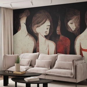 Papier Peint Photo Standard Eco - Figures féminines dans une composition graphique expressive - 100x70cm - Madones des ténèbres - Décoration murale moderne pour le salon et la chambre ARTTOR