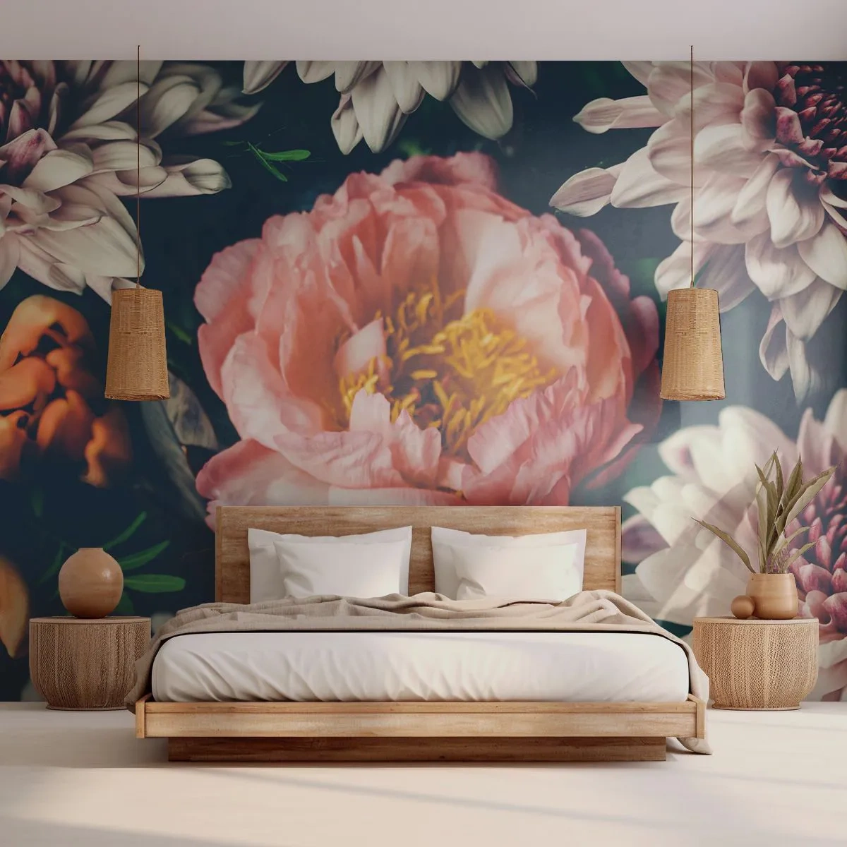 Papier Peint Photo Standard Eco - Splendeur baroque - Fleurs, Pivoine, Bouquet de fleurs - 300x210 cm