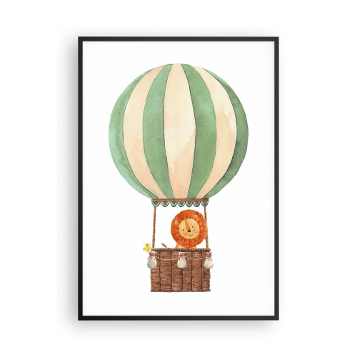 Affiche dans un cadre noir - Poster - Les voyages de Léon - 70x100 cm